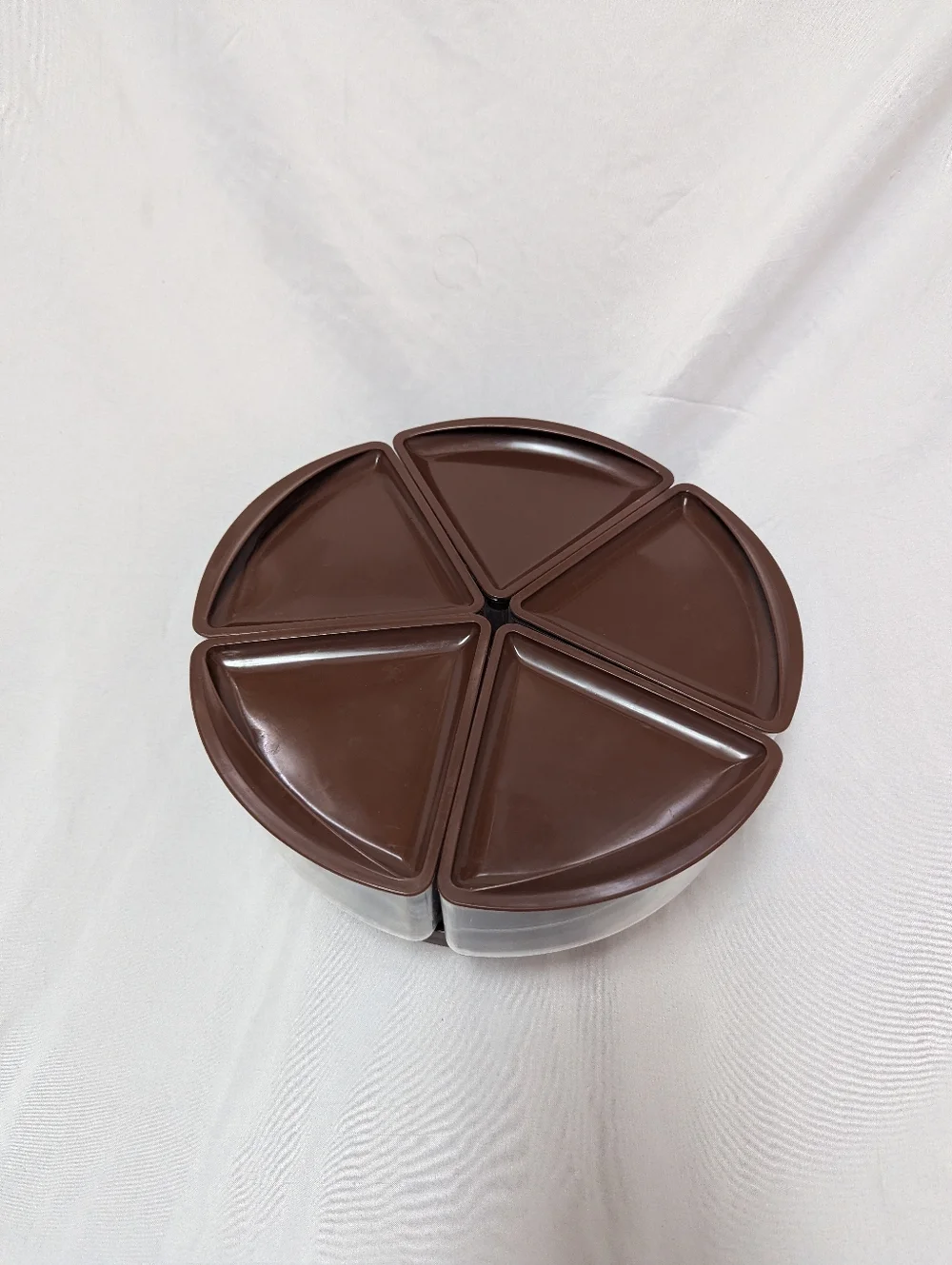 Vintage‎ Rubbermaid Party Plan 5 Canister Lazy Susan Serving Set Brown CRACK